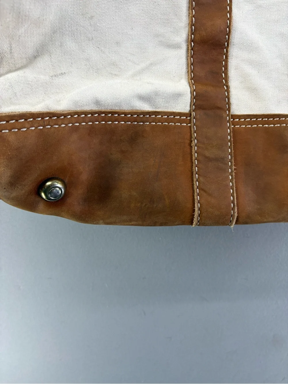 Vintage J. Peterman Duffle Bag Nubuck Leather Bottom Kentucky